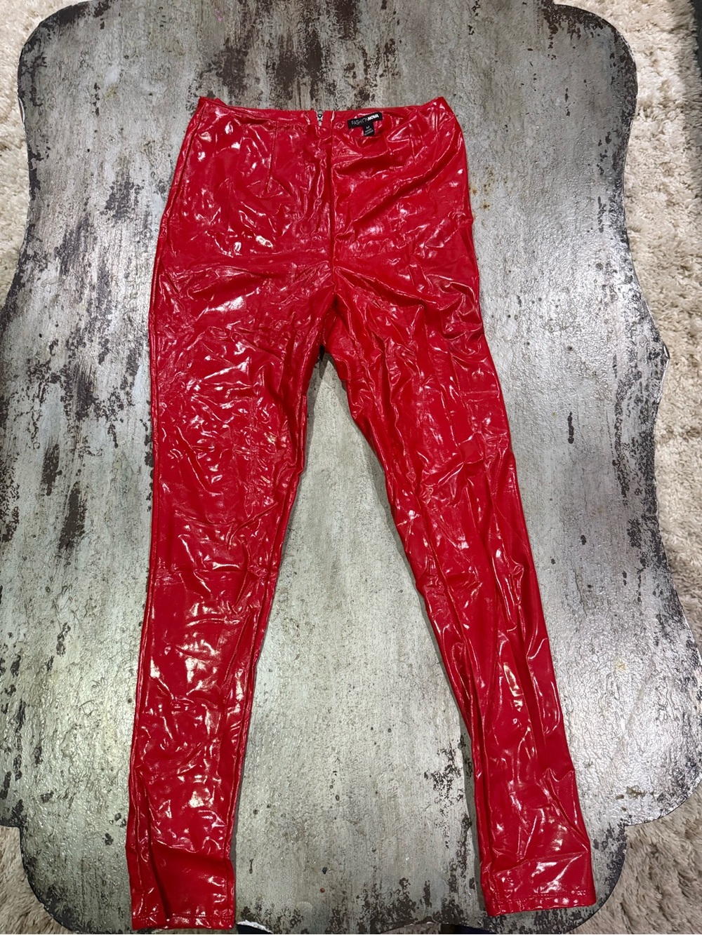 Fashion Nova Kids Shiny Red Vinyl Leggings